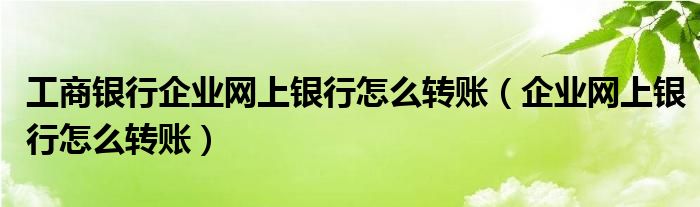 工商银行企业网上银行怎么转账（企业网上银行怎么转账）