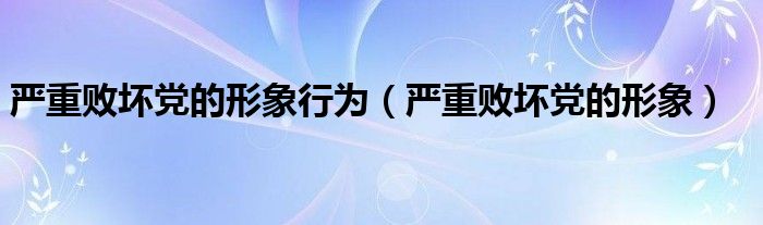 严重败坏党的形象行为（严重败坏党的形象）