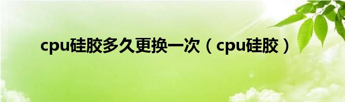 cpu硅胶多久更换一次（cpu硅胶）