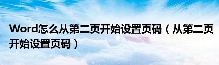 Word怎么从第二页开始设置页码（从第二页开始设置页码）