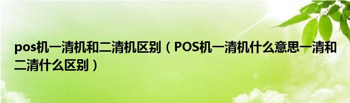 pos机一清机和二清机区别（POS机一清机什么意思一清和二清什么区别）