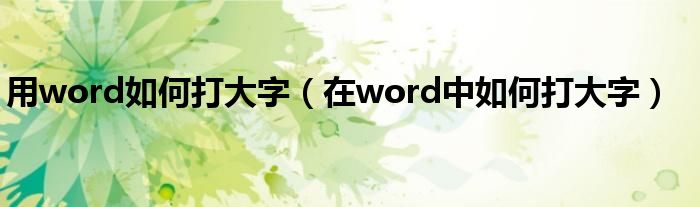 用word如何打大字（在word中如何打大字）