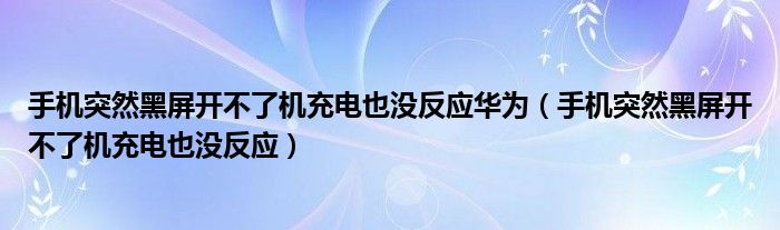 手机突然黑屏开不了机充电也没反应华为（手机突然黑屏开不了机充电也没反应）