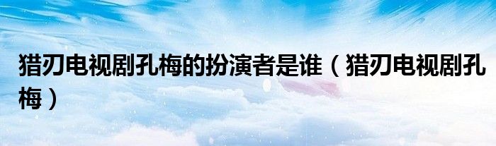 猎刃电视剧孔梅的扮演者是谁（猎刃电视剧孔梅）