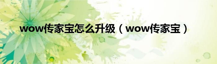 wow传家宝怎么升级（wow传家宝）