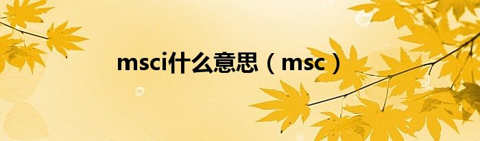 msci什么意思（msc）