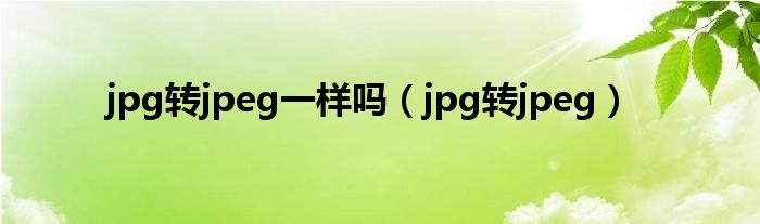 jpg转jpeg一样吗（jpg转jpeg）