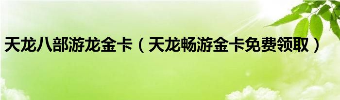 天龙八部游龙金卡（天龙畅游金卡免费领取）