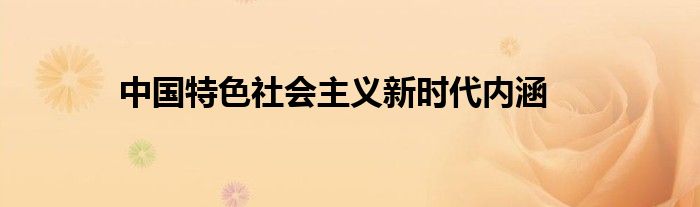 中国特色社会主义新时代内涵