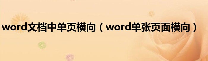 word文档中单页横向（word单张页面横向）