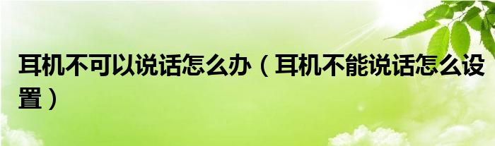 耳机不可以说话怎么办（耳机不能说话怎么设置）