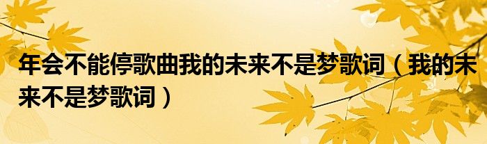 年会不能停歌曲我的未来不是梦歌词（我的未来不是梦歌词）