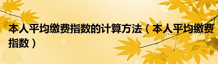 本人平均缴费指数的计算方法（本人平均缴费指数）