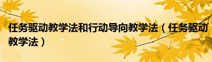 任务驱动教学法和行动导向教学法（任务驱动教学法）