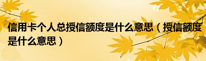 信用卡个人总授信额度是什么意思（授信额度是什么意思）