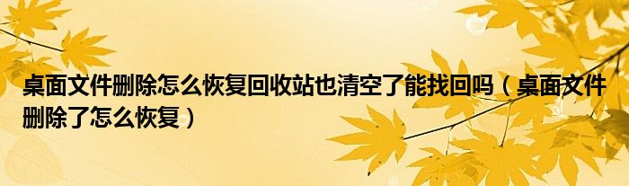 桌面文件删除怎么恢复回收站也清空了能找回吗（桌面文件删除了怎么恢复）