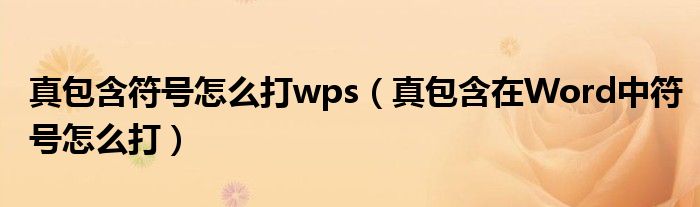 真包含符号怎么打wps（真包含在Word中符号怎么打）