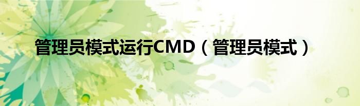 管理员模式运行CMD（管理员模式）