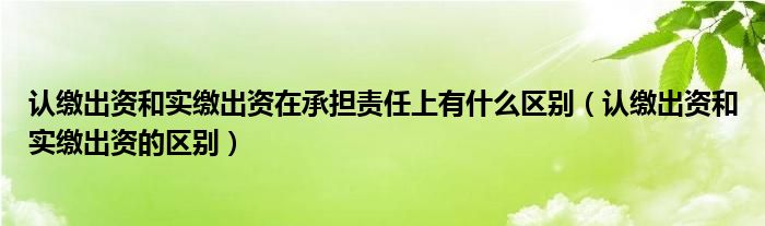 认缴出资和实缴出资在承担责任上有什么区别（认缴出资和实缴出资的区别）