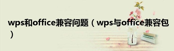 wps和office兼容问题（wps与office兼容包）