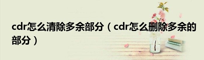 cdr怎么清除多余部分（cdr怎么删除多余的部分）