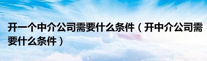 开一个中介公司需要什么条件（开中介公司需要什么条件）