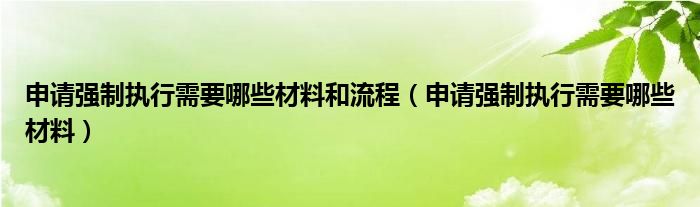 申请强制执行需要哪些材料和流程（申请强制执行需要哪些材料）