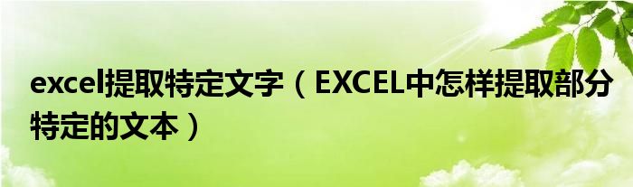 excel提取特定文字（EXCEL中怎样提取部分特定的文本）