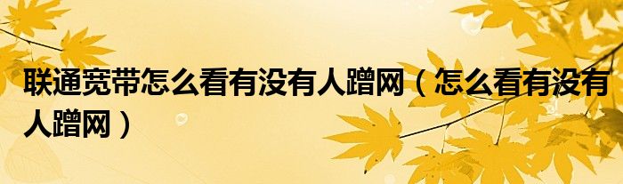 联通宽带怎么看有没有人蹭网（怎么看有没有人蹭网）