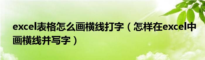 excel表格怎么画横线打字（怎样在excel中画横线并写字）