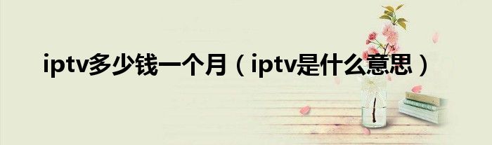 iptv多少钱一个月（iptv是什么意思）