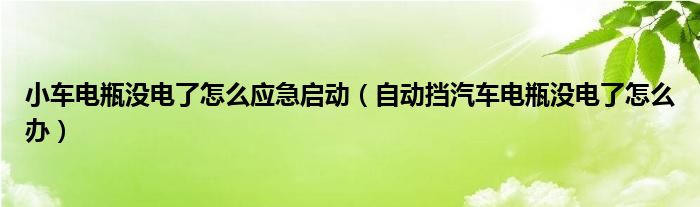 小车电瓶没电了怎么应急启动（自动挡汽车电瓶没电了怎么办）