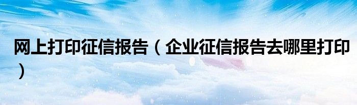 网上打印征信报告（企业征信报告去哪里打印）