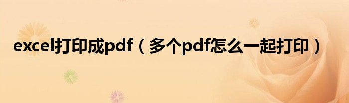 excel打印成pdf（多个pdf怎么一起打印）