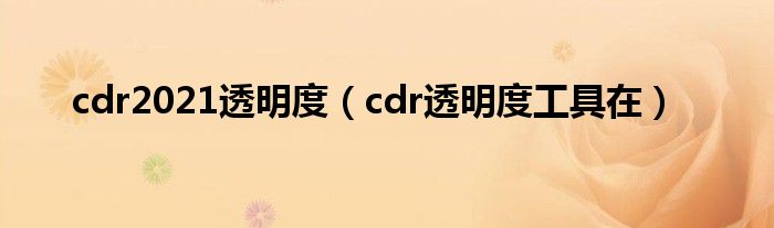 cdr2021透明度（cdr透明度工具在）