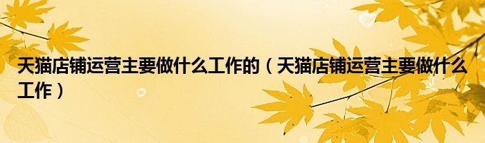 天猫店铺运营主要做什么工作的（天猫店铺运营主要做什么工作）