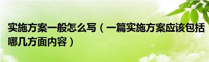 实施方案一般怎么写（一篇实施方案应该包括哪几方面内容）