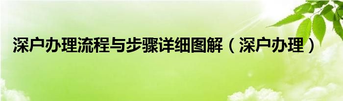 深户办理流程与步骤详细图解（深户办理）