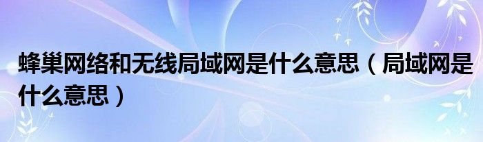 蜂巢网络和无线局域网是什么意思（局域网是什么意思）