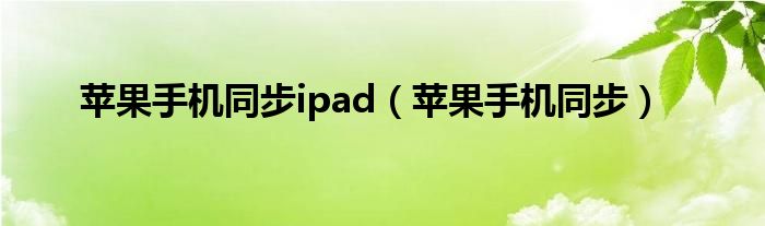 苹果手机同步ipad（苹果手机同步）