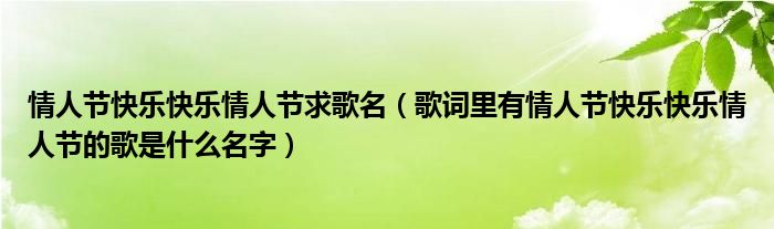 情人节快乐快乐情人节求歌名（歌词里有情人节快乐快乐情人节的歌是什么名字）