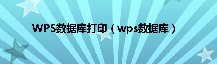 WPS数据库打印（wps数据库）