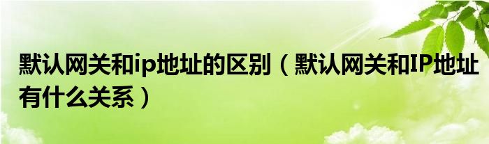 默认网关和ip地址的区别（默认网关和IP地址有什么关系）