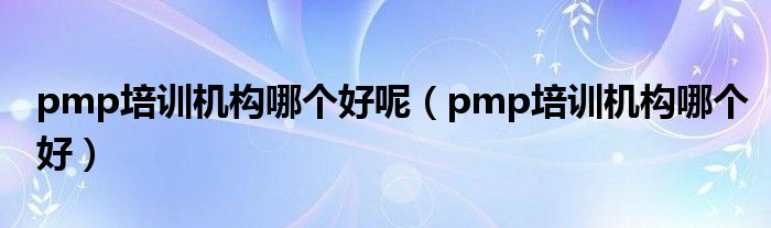 pmp培训机构哪个好呢（pmp培训机构哪个好）