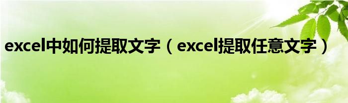 excel中如何提取文字（excel提取任意文字）