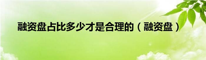 融资盘占比多少才是合理的（融资盘）