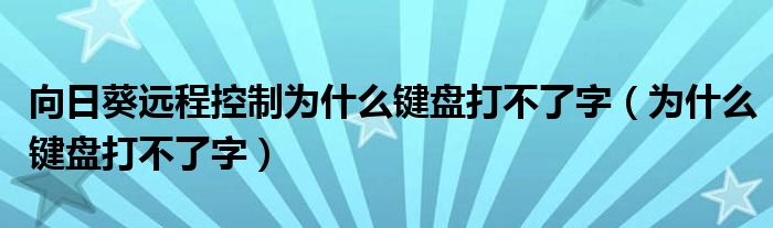 向日葵远程控制为什么键盘打不了字（为什么键盘打不了字）