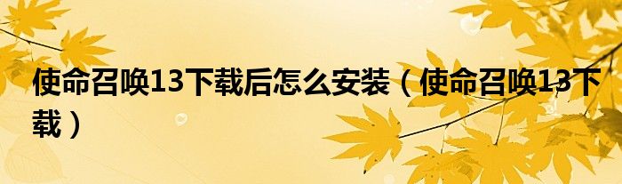 使命召唤13下载后怎么安装（使命召唤13下载）