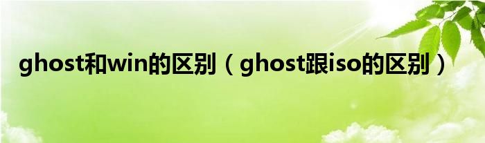 ghost和win的区别（ghost跟iso的区别）