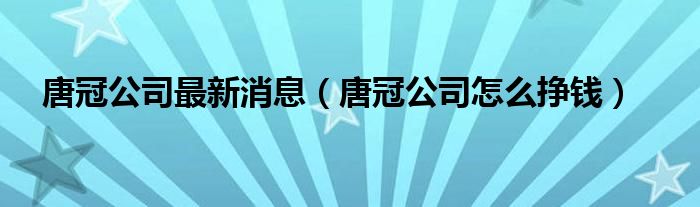 唐冠公司最新消息（唐冠公司怎么挣钱）